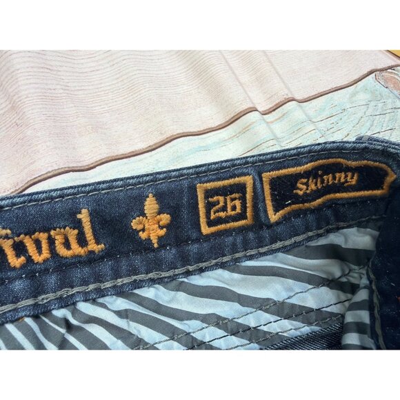 Rock Revival Kailyn Womens 26 Dark Wash Skinny Jeans Rhinestone Pockets - Picture 4 of 7